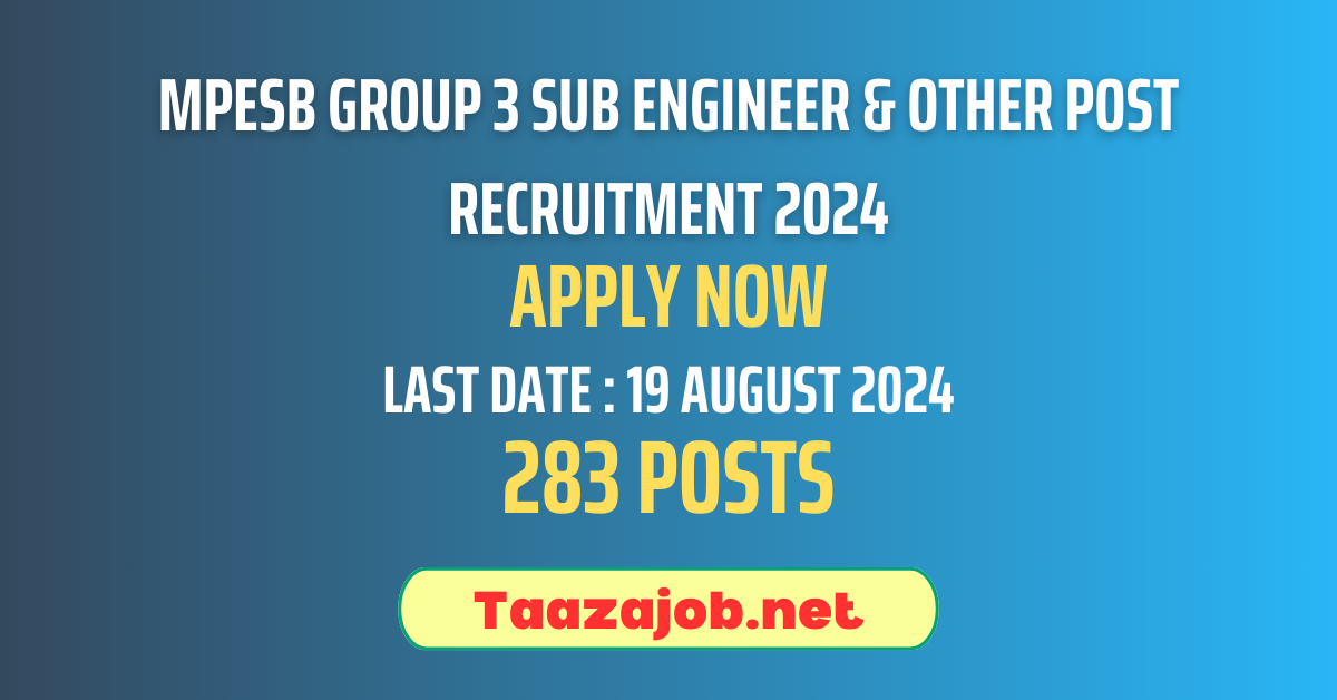 MPESB Sub Engineer Recruitment 2024