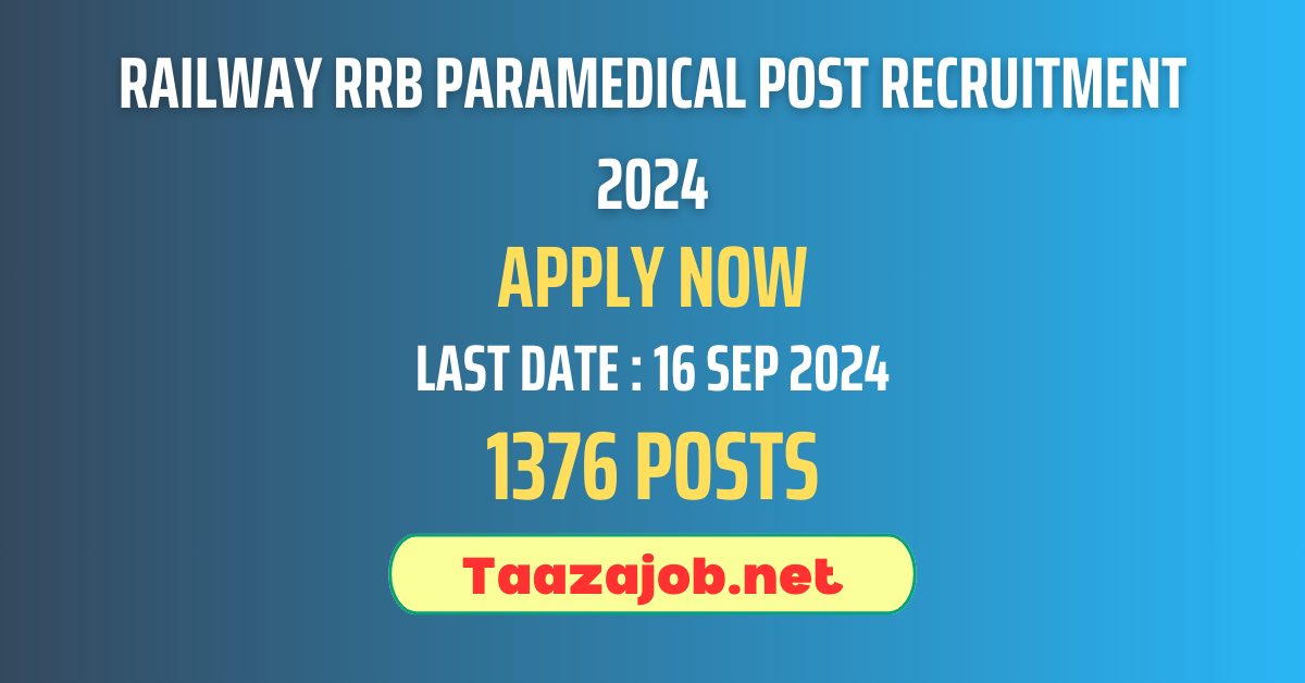 Railway RRB Paramedical Post Recruitment 2024