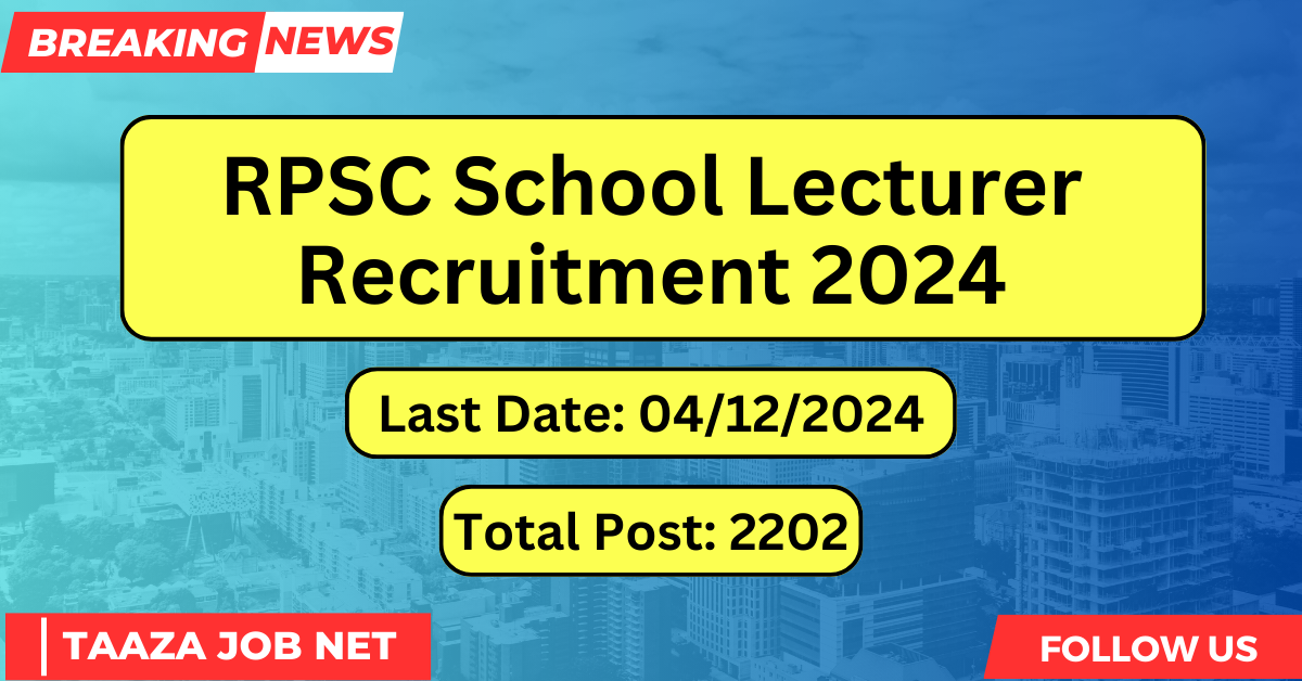 RPSC School Lecturer Recruitment 2024