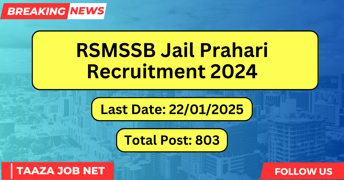 RSMSSB Jail Prahari Recruitment 2024